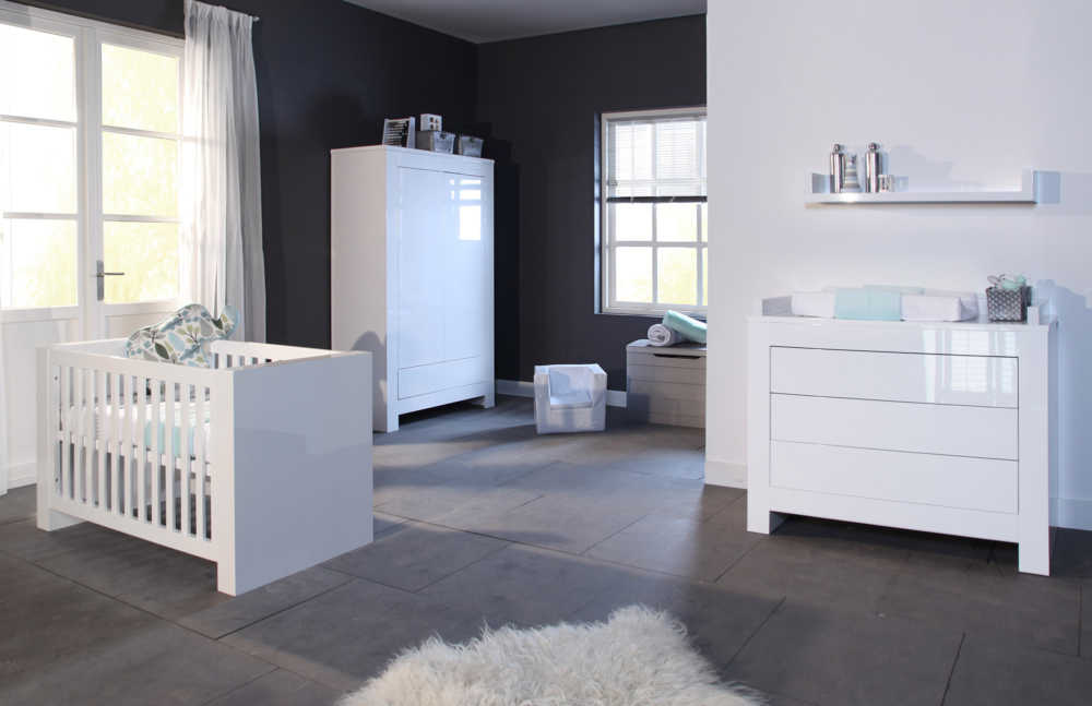 Kidsmill Somero High Gloss Kidsmill Somero modern minimál magasfényű fehér bababútor