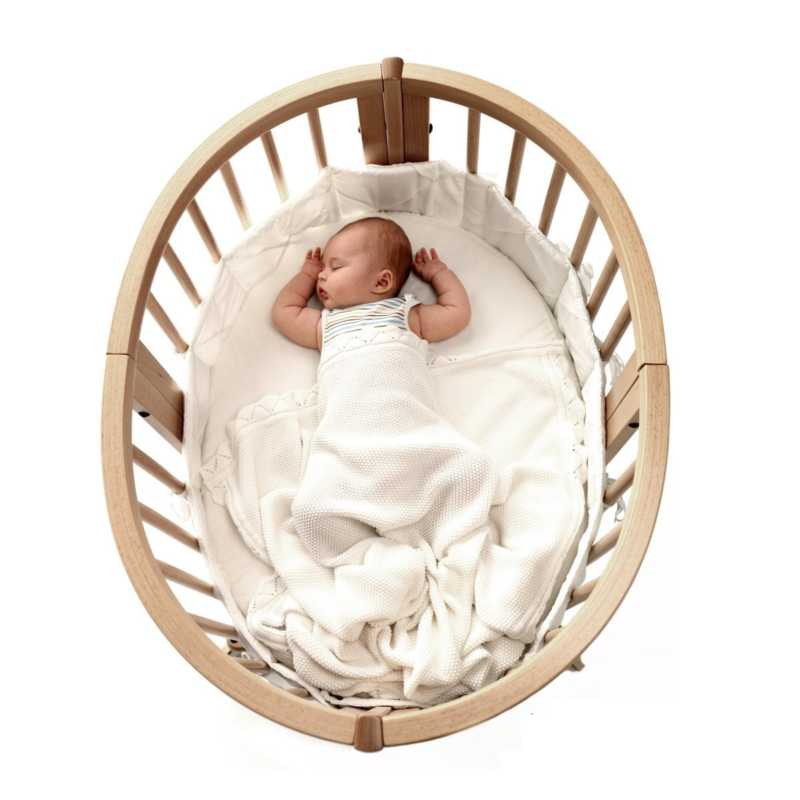Stokke Sleepi natúr bölcső Stokke kötött takaróval